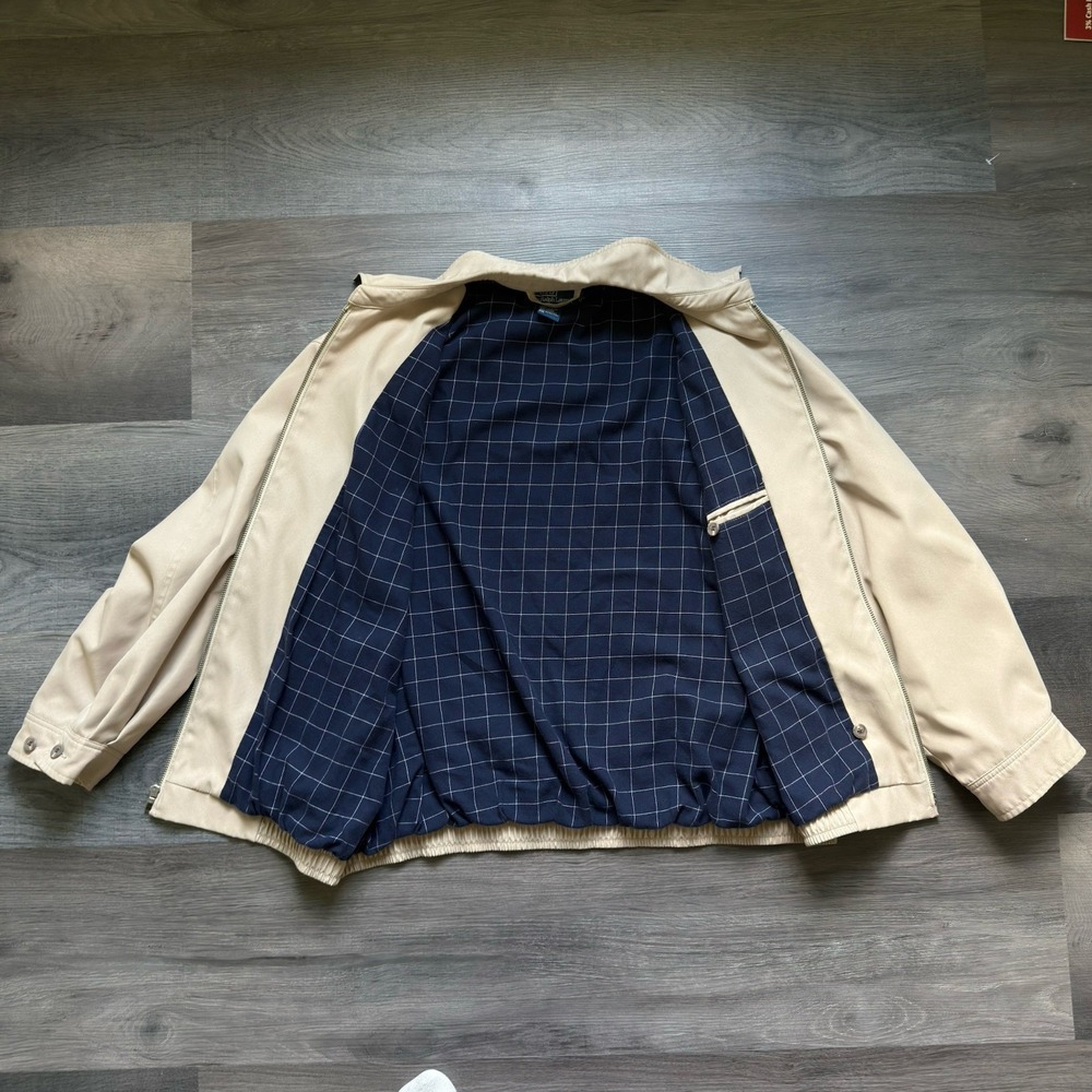 VTG Polo Ralph Lauren Harrington Jacket Mens Large Tan Beige Plaid Lined BiSwing - Picture 4 of 10